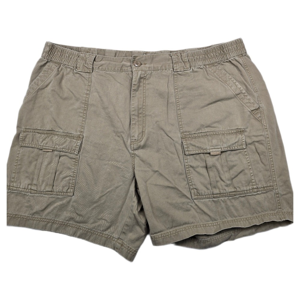 Roundtree & Yorke Cargo Shorts Mens 46 Khaki Tan Cotton 7" Inseam Casual Utility
